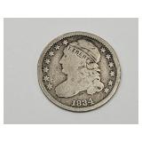 1834 Bust Silver 10 Cent Coin