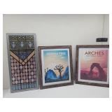 Stained Glass Decor & 2 National Park Pictures