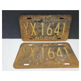 1950 Indiana Embossed Pair Of License Plates