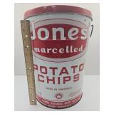 VTG Jones Marcelled Potato Chip Tin 13" H