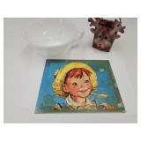 VTG Mixing Bowl, Puzzle, & Ceramic Deer