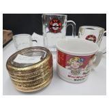 A&W Mugs, Gold Trimmed Coasters & Campbell SoupMug