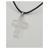 Quartz Cross on Cord Necklace