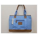 18' w New Blue  /  Polka Dot Pendleton  Purse