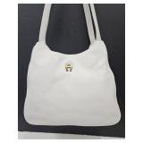 Etienne Aigner White Leather Purse  11' white