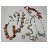 VTG Costume Jewelry Butterfly Necklace +