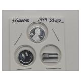 3 Grams .999 Fine Silver