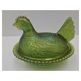VTG Carnival Glass Hen on Nest 7"