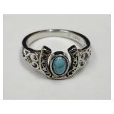 New 925 Silv er Turquoise Ring SZ 8