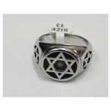 New Stainless Star of David Ring SZ 13