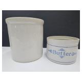 Primitive Butter Crock & 1 Gal Crock