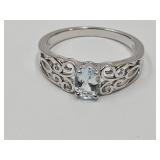 Sterling Silver JTV Ring Aqua Marine Ring sz 9