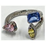 3 Stone Adjustable Ring JTV Jewelry SZ 6-8