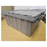 Gray Scissor Lid Storage Tote