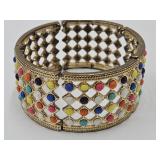 Multi Color Gold Tone Stretch Bracelet