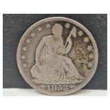 1853 Seated Liberty Silver Half Dollar w Arrows