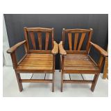2 Vintage Solid  Hand Made Wood Toddler Chairs