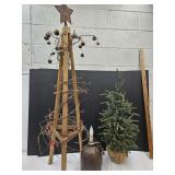Table Top Christmas Tree, Floor Tree & Crock Lamp