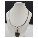925 Silver Necklace & Pendant See Wt w Stone