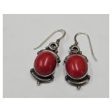 Sterling Silver & Coral Earrings