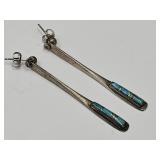 Sterling Silver 2" Long  Dangle Earrings