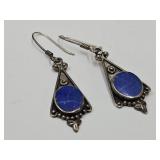 Sterling Silver Dangle Earrings With Lapis Gems?