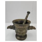 Parmacy Brass Mortar  Eagles & Pestal 6 1/2"L