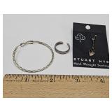 925 Silver Toe Ring, & 2  Singles 925 Earrings