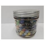 Fritz Bros Glass Cigar Jar w VTG MARBLES LOT