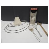 Primitive Lot Towel Rack, Strainers, Slicer +