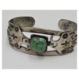 Sterling Silver Native Unmarked Bracelet w Turq
