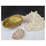 Seashell Conch  & Decorative Footed Seashell Dish