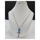 925 Silver Chain & Pendant w Turquoise