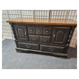 Beautifu Black Buffet w Solid Oak Top 54 x19 x 34"
