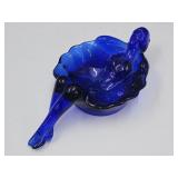 Cobalt Nude Art Glass Candy Dish  9 1/4" Long