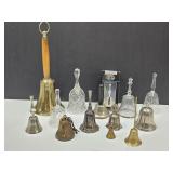 Lot Of Bells Glass, Silver Plate & Brass