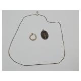 Sterling Pendant,  925 Silver Chain & Earring