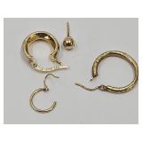 14K Gold 4 Single Earrings