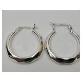925 Silver Hoop Earrings Signed