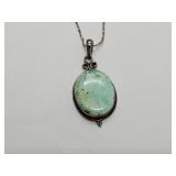 VTG 925 Sterling Navajo Turquoise Necklace Pendan