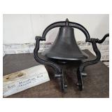 Vintage Cast Iron Post Mount Dinner Bell 16"w