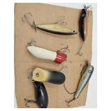 6 Vintage Wood Fishing Lures