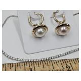 Diamond Simulant Bolo Bracelet & Gold Tone Earrins