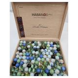 Wood Cigar Box with Marbles