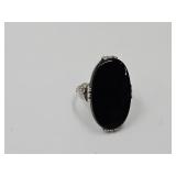 Vintage Sterling Silver & Black Onyx Ring SZ5.5