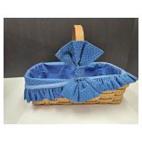 1985 Longaberger Basket Blue Fabric 14X10X4.5H