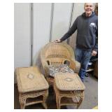 Wicker Chair Side Table & Coffee Table