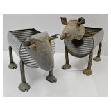 2 Galvanized Cow Garden Planters 8" H