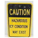 12X18"   Metal Sign CAUTION ICY ROADS