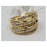 Paula Deen Gold Tone Cross Over Ring SZ 9